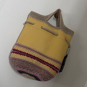 The Sak leather & crochet backpack
